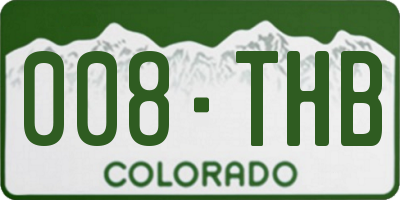 CO license plate 008THB