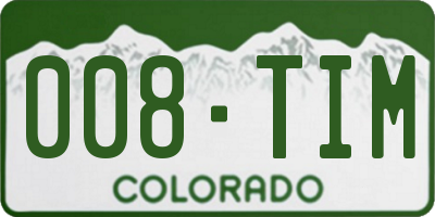 CO license plate 008TIM