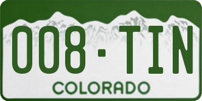 CO license plate 008TIN