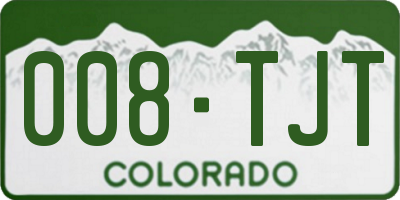 CO license plate 008TJT
