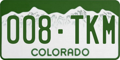 CO license plate 008TKM