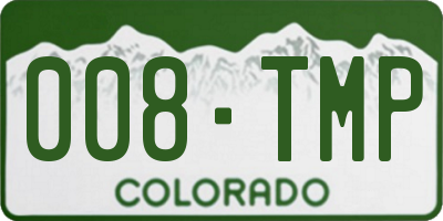 CO license plate 008TMP