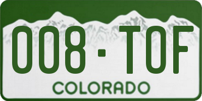 CO license plate 008TOF