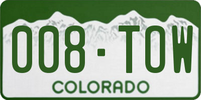 CO license plate 008TOW