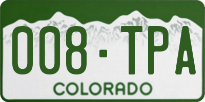 CO license plate 008TPA