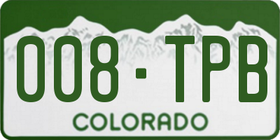 CO license plate 008TPB