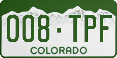 CO license plate 008TPF