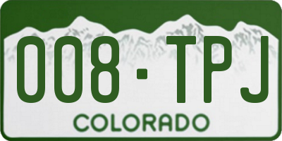 CO license plate 008TPJ