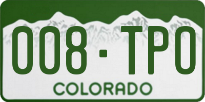 CO license plate 008TPO