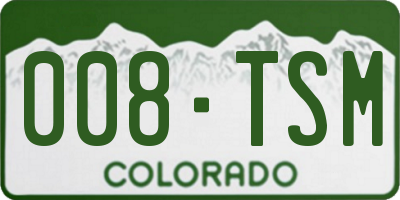 CO license plate 008TSM