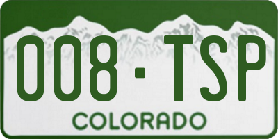 CO license plate 008TSP