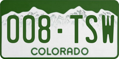CO license plate 008TSW