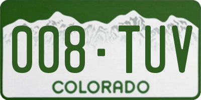 CO license plate 008TUV