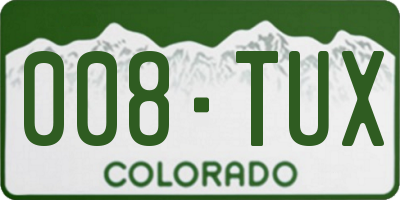 CO license plate 008TUX
