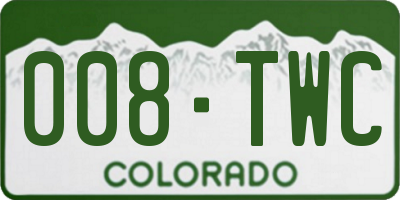 CO license plate 008TWC
