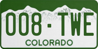 CO license plate 008TWE