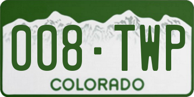 CO license plate 008TWP