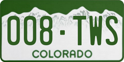 CO license plate 008TWS