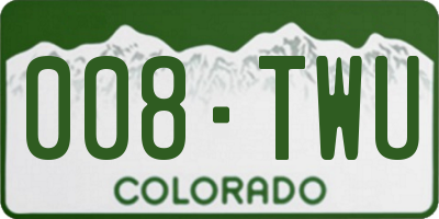 CO license plate 008TWU