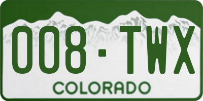 CO license plate 008TWX