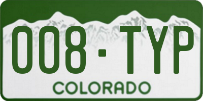 CO license plate 008TYP