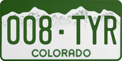 CO license plate 008TYR
