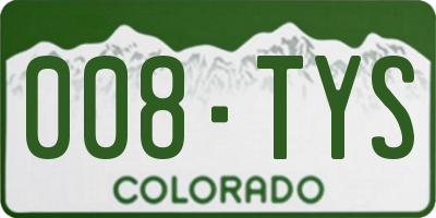 CO license plate 008TYS