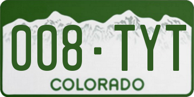 CO license plate 008TYT