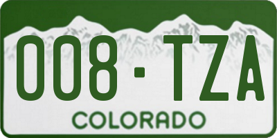 CO license plate 008TZA