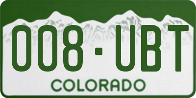 CO license plate 008UBT