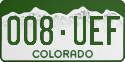 CO license plate 008UEF