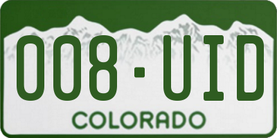 CO license plate 008UID