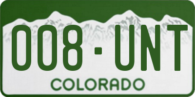 CO license plate 008UNT