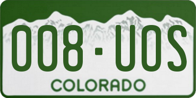 CO license plate 008UOS