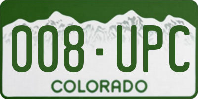 CO license plate 008UPC
