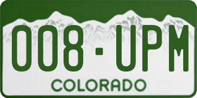 CO license plate 008UPM