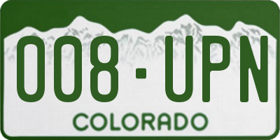 CO license plate 008UPN