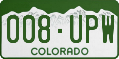 CO license plate 008UPW