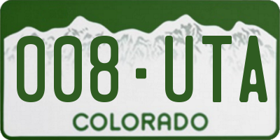 CO license plate 008UTA
