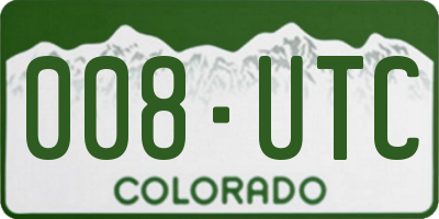 CO license plate 008UTC