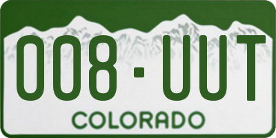 CO license plate 008UUT