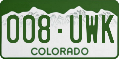 CO license plate 008UWK