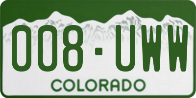 CO license plate 008UWW