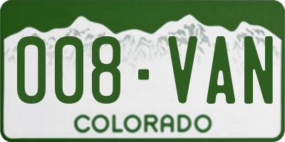 CO license plate 008VAN