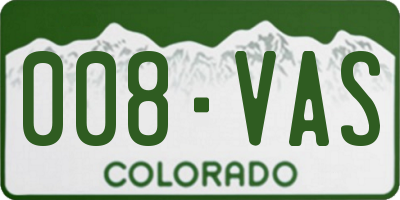 CO license plate 008VAS