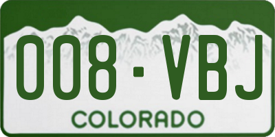 CO license plate 008VBJ