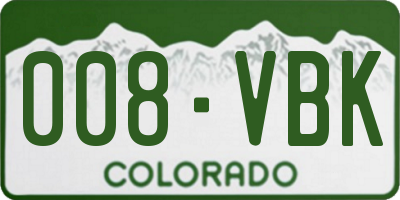 CO license plate 008VBK