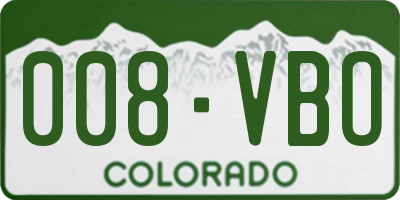 CO license plate 008VBO