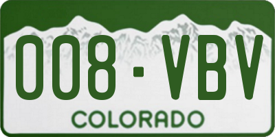 CO license plate 008VBV