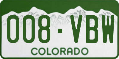CO license plate 008VBW